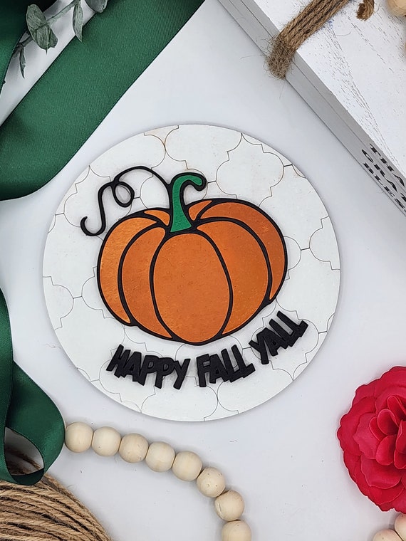 Happy Fall Ya'll - 6" Round INSERT ONLY - Fall Season Baby Shower Sign, Vintage Home Decor, Signs for Interchangeable Round Frame