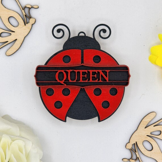 Queen Ladybug Car Vent Clip with Diffuser foam pad Red Black - Simple Gifts, 3" Wood decor, Mothers Day Gift Grandparents Gift Home Decor