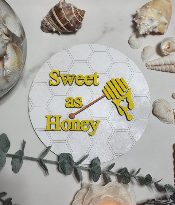 Sweet as Honey Theme Round INSERT ONLY 6" - Home Decor, Baby Shower sign, fits in Interchangable frame, Yellow and Black with White