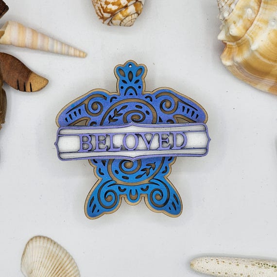 Beloved Sea Turtle Car Vent Clip with Diffuser foam pad Blue Lilac - Simple Gifts, 3" Wood decor, Mothers Day Gift Grandparents Gift Home