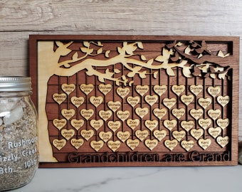 Personalized Wood Family Tree Sign: Engraved Names & Dates
