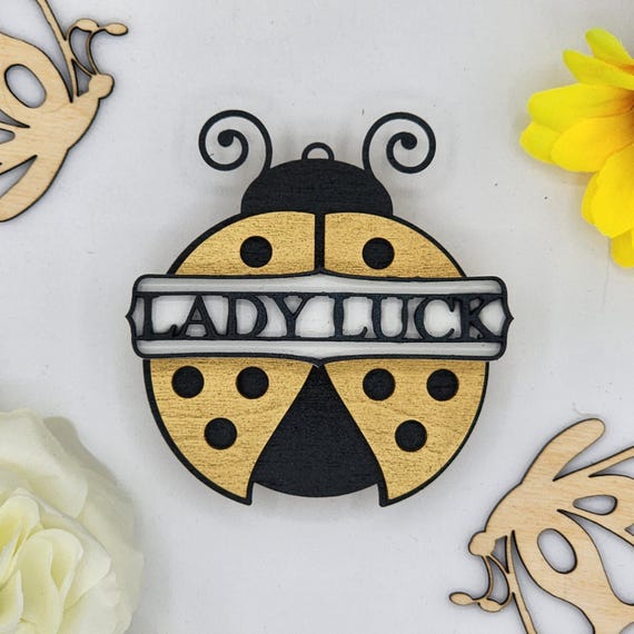 Lady Luck Ladybug Car Vent Clip with Diffuser foam pad Gold - Simple Gifts, 3" Wood decor, Mothers Day Gift Grandparents Gift Home Decor