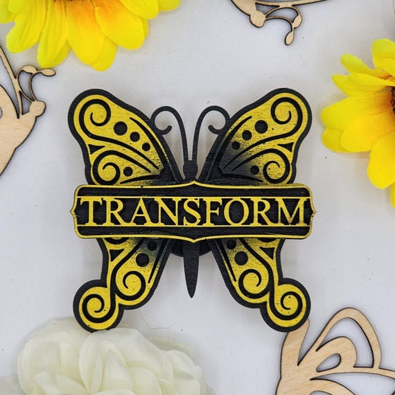 Transform Butterfly Car Vent Clip with Diffuser foam pad Yellow Black - Simple Gifts, 3" Wood decor, Mothers Day Gift Grandparents Gift Home