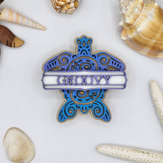 Groovy Sea Turtle Car Vent Clip with Diffuser foam pad Blue Lilac - Simple Gifts, 3" Wood decor, Mothers Day Gift Grandparents Gift College