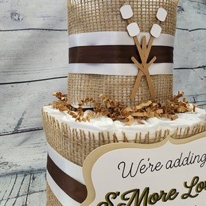 S'More Love Diaper Cake: Burlap Campfire Baby Shower Centerpiece image 3