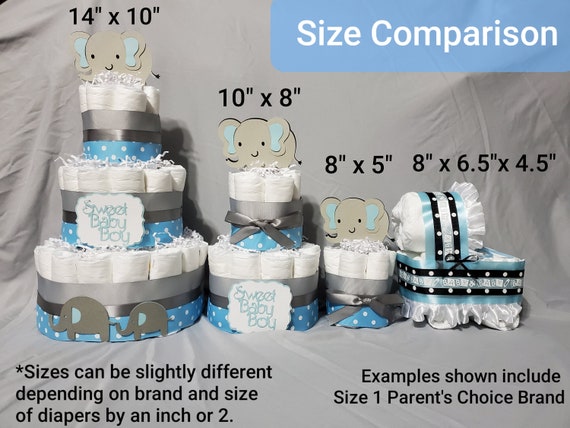 3 Tier Diaper Cake Teddy Bear Theme Diaper Cake Blue and Brown with White 