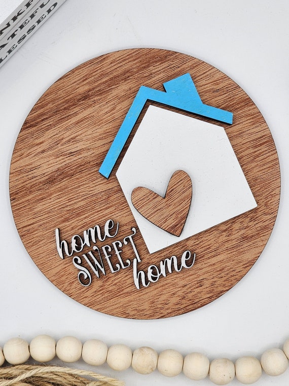 Home Sweet Home - 6" Round INSERT ONLY - Classic Home Heart Sign, Vintage Home Decor, Signs for Interchangeable Round Frame