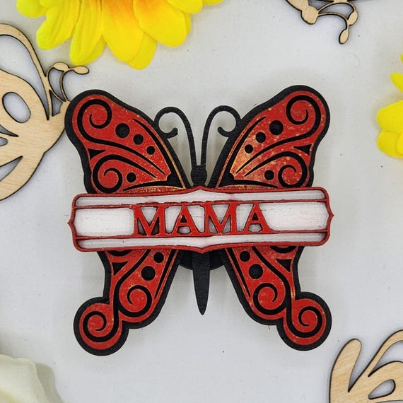 Mama Butterfly Car Vent Clip with Diffuser foam pad Monarch Red - Simple Gifts, 3" Wood decor, Mothers Day Gift Grandparents Gift Home Decor