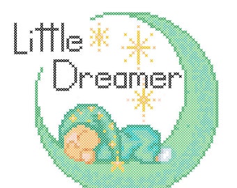 Little Dreamer Green Cross-Stitch Pattern - Cross Stitch PDF - Instant Download