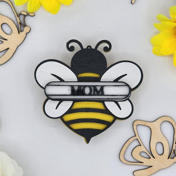 Mom Honey Bee Car Vent Clip with Diffuser foam pad - Simple Gifts, 3" Wood decor, Mothers Day Gift Grandparents Gift Home Decor