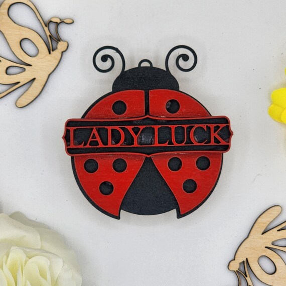 Lady Luck Ladybug Car Vent Clip with Diffuser foam pad Red Black -Simple Gifts, 3" Wood decor, Mothers Day Gift Grandparents Gift Home Decor