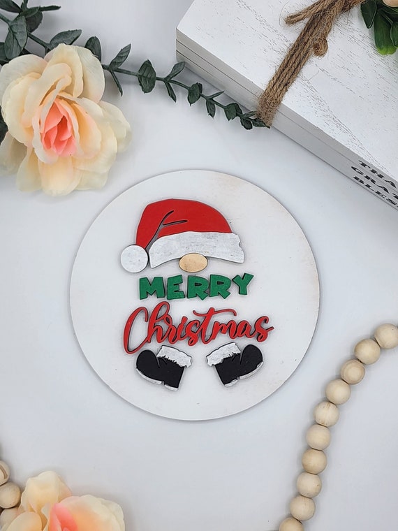 Merry Christmas Santa - 6" Round INSERT ONLY - Merry Christmas Santa, Home Decor, Signs for Interchangeable Round Frame
