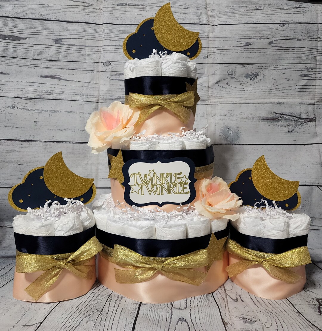 3 Tier Diaper Cake and Mini 3 Piece Set - Twinkle Twinkle Diaper Cake ...