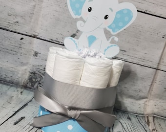 Mini Elephant Diaper Cake: Baby Shower Centerpiece