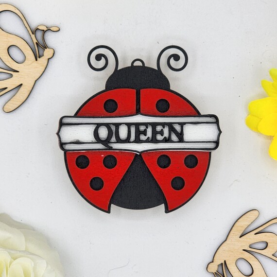 Queen Ladybug Car Vent Clip with Diffuser foam pad Red Black - Simple Gifts, 3" Wood decor, Mothers Day Gift Grandparents Gift Home Decor