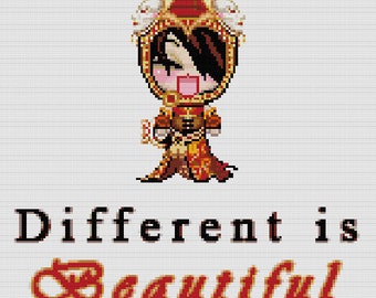 Different is Beautiful Cross-Stitch Pattern - Cross Stitch PDF - Instant Download