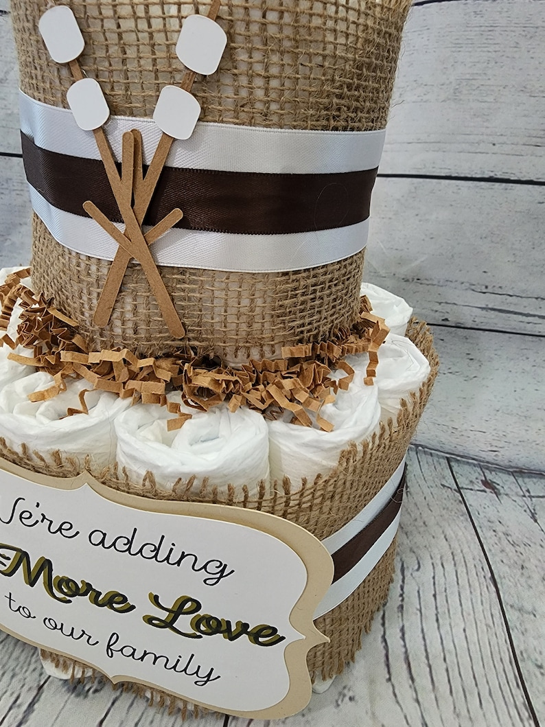 S'More Love Diaper Cake: Burlap Campfire Baby Shower Centerpiece image 4