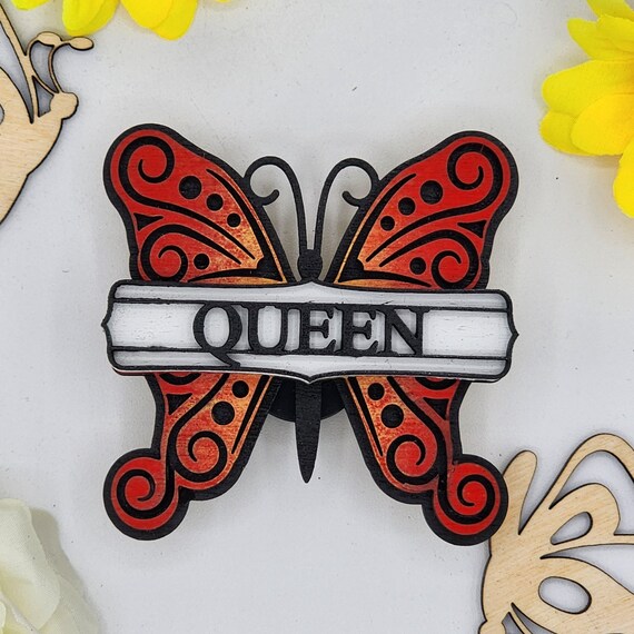 Queen Butterfly Car Vent Clip with Diffuser foam pad Monarch Red - Simple Gifts, 3" Wood decor, Mothers Day Gift Grandparents Gift Home