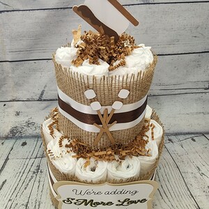 S'More Love Diaper Cake: Burlap Campfire Baby Shower Centerpiece image 5