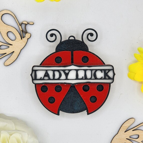 Lady Luck Ladybug Car Vent Clip with Diffuser foam pad Red Black - Simple Gifts, 3" Wood decor, Mothers Day Gift Grandparents Gift Home