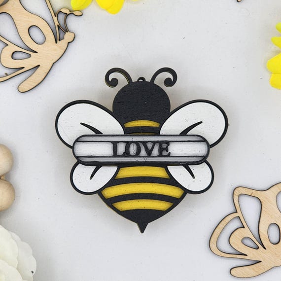 Love Honey Bee Car Vent Clip with Diffuser foam pad - Simple Gifts, 3" Wood decor, Mothers Day Gift Grandparents Gift Home Decor