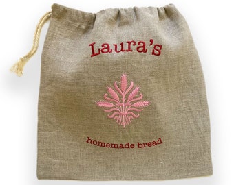 Linen Bread Bag, Personalized Bread Bag for Homemade Bread, Custom Gift for Bread Baker
