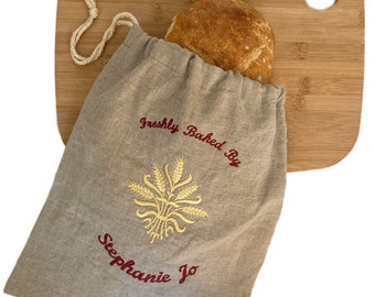 Linen Bread Bag, Custom Bread Bag, Embroidered Bread Bag, Personalized Bread Bag, Homemade Bread, Bread Baker Gift, Mother's Day gift