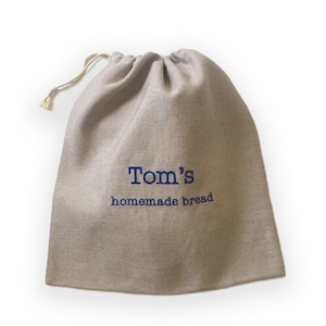 Bread Bag for Homemade Bread, Linen Sourdough Bread Bag, Custom Bread Bag, Embroidered Bread Bag, Personalized Gift for Bread Baker