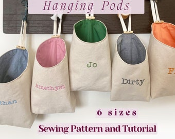 Digital Download PDF Pattern for Hanging Basket Pods | Sewing Pattern and Tutorial for Fabric Wall Storage Bag | DIY RV Camper Project