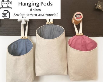 PDF Pattern for Hanging Basket Pods, Sewing Pattern and Tutorial for Fabric Wall Storage Bag, Digital Download Sew a Gift, RV Camper Project