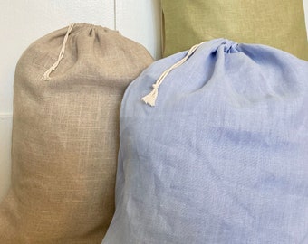 Bolsa de regalo de lino con cordón, reutilizable y ecológica, sin residuos, fabricada en EE. UU.