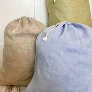 Linen Drawstring Gift Bag, Reusable Eco Friendly Gift Bag, Zero Waste Gift Wrapping, Fabric Gift Bag made in USA