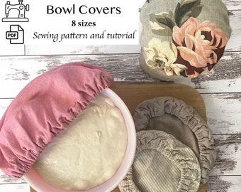 PDF Sewing Pattern for Reusable Bowl Covers | Beginner Tutorial for Kitchen Accessories | Elastic Dish Covers for Sourdough Bread Proofing