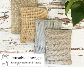 PDF Pattern for Reusable Sponges | Sewing Tutorial for Washable Sponges | Easy Beginner Sewing Project | Zero Waste Eco Friendly DIY Project