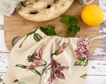 Linen Bread Bag, Bread Bag for Homemade Bread, Reuse Produce Bag, Zero Waste Food Storage, Made in USA, Bread Baker Gift