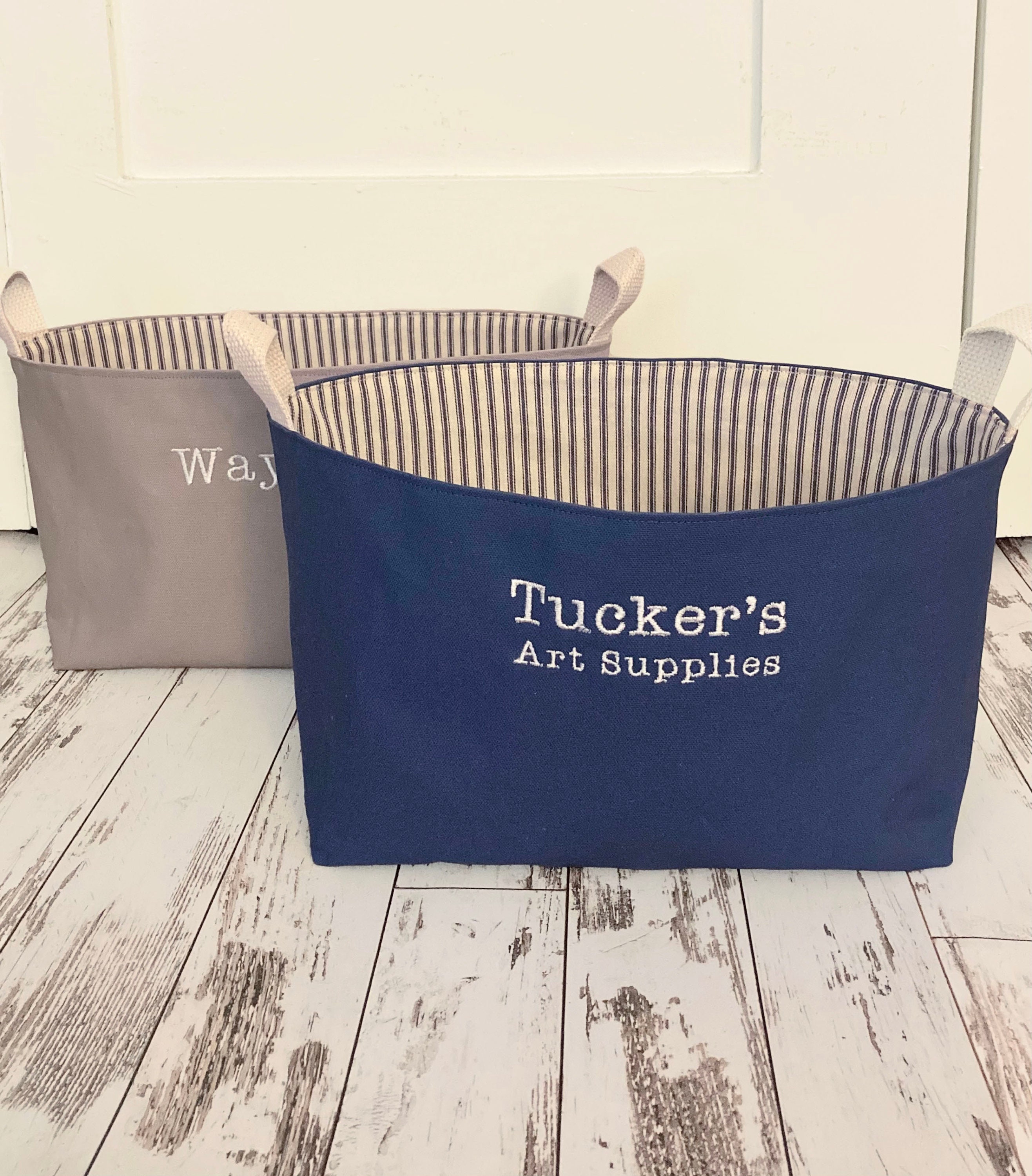 Personalized Storage Basket, Fabric Diaper Caddy for Baby Gift, Custom Canvas Toy Basket