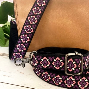 Floral Purse Strap, Adjustable Woven Bag Strap, Replacement Crossbody Strap, Embroidered 1 Thin Handbag Strap image 5