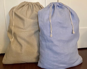 Linen Laundry Bag with Double Drawstring, Extra Large Linen Bag, Linen Storage Bag, Toy Storage Bag, Made in USA