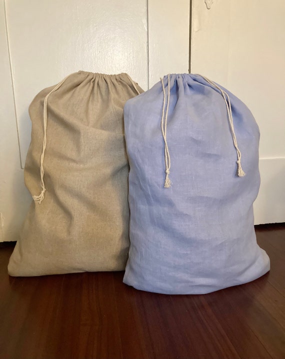 Linen Laundry Bag with Double Drawstring, Extra Large Linen Bag, Linen Storage Bag, Toy Storage Bag, Made in USA