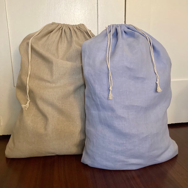 Linen Laundry Bag with Double Drawstring, Extra Large Linen Bag, Linen Storage Bag, Toy Storage Bag, Made in USA