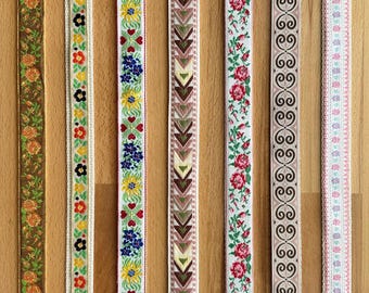 Embroidered Purse Strap, Floral Crossbody Purse Strap, Adjustable Woven Bag Strap, 1" Thin Replacement Handbag Strap 30"-54" length