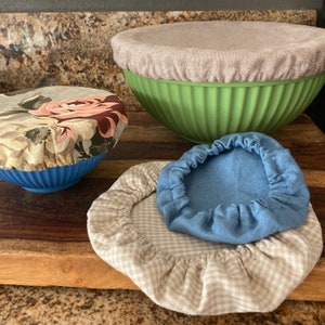 Linen Bowl Covers, Reusable Fabric Dish Covers, Bread Proofing Cover, Bowl Bonnets