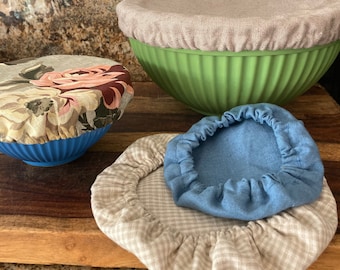 Linen Bowl Covers, Reusable Fabric Dish Covers, Bread Proofing Cover, Bowl Bonnets