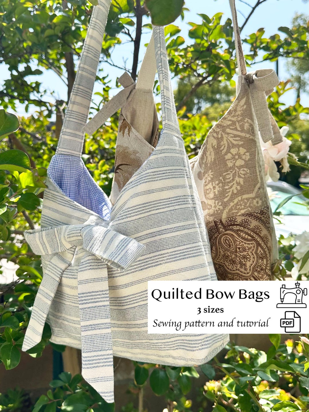 PDF Pattern for Slouchy Quilted Bow Bags, Sewing Pattern and Tutorial ...