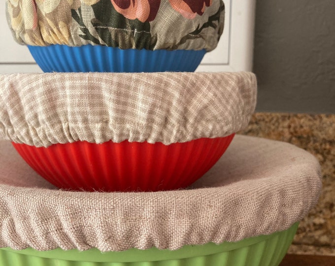 Linen Bowl Covers, Reusable Fabric Dish Covers, Bread Proofing Cover, Bowl Bonnets