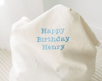 Custom Gift Bag, Personalized Large Linen Bag, Linen Toy Storage Bag,  Linen Laundry Bag with Double Drawstring, Made in USA