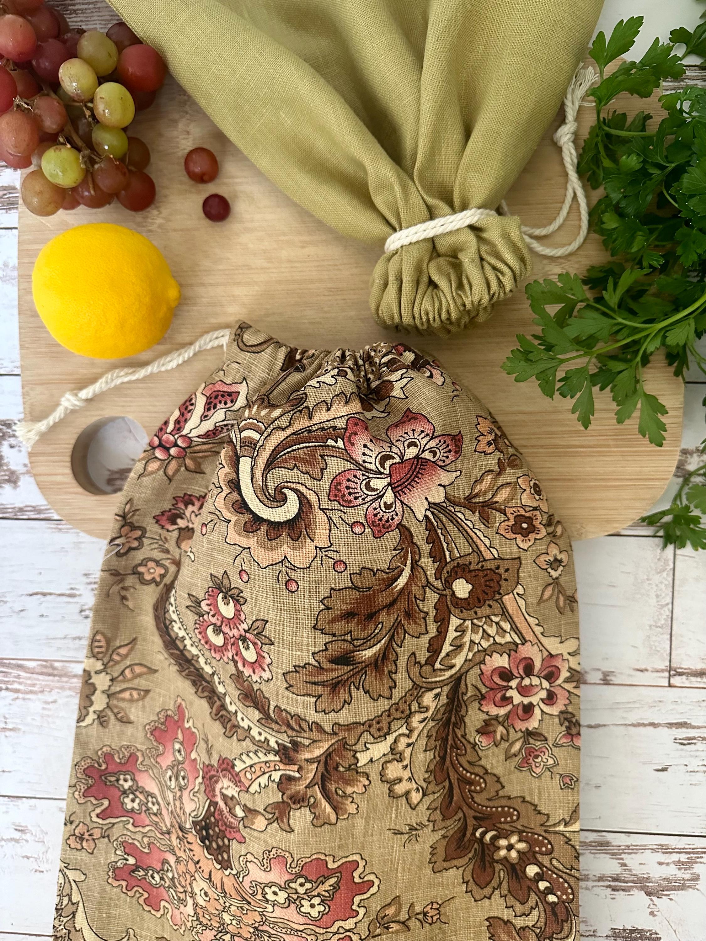 Linen Bread Bag, Bread Bag for Homemade Sourdough Bread, Reusable Produce Bag, Food Storage, Made in USA, Bread Baker Gift