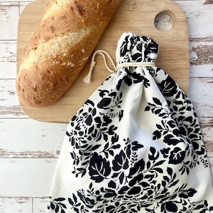 Linen Bread Bag, Bread Bag for Homemade Bread, Linen Drawstring Bag for Bread Storage