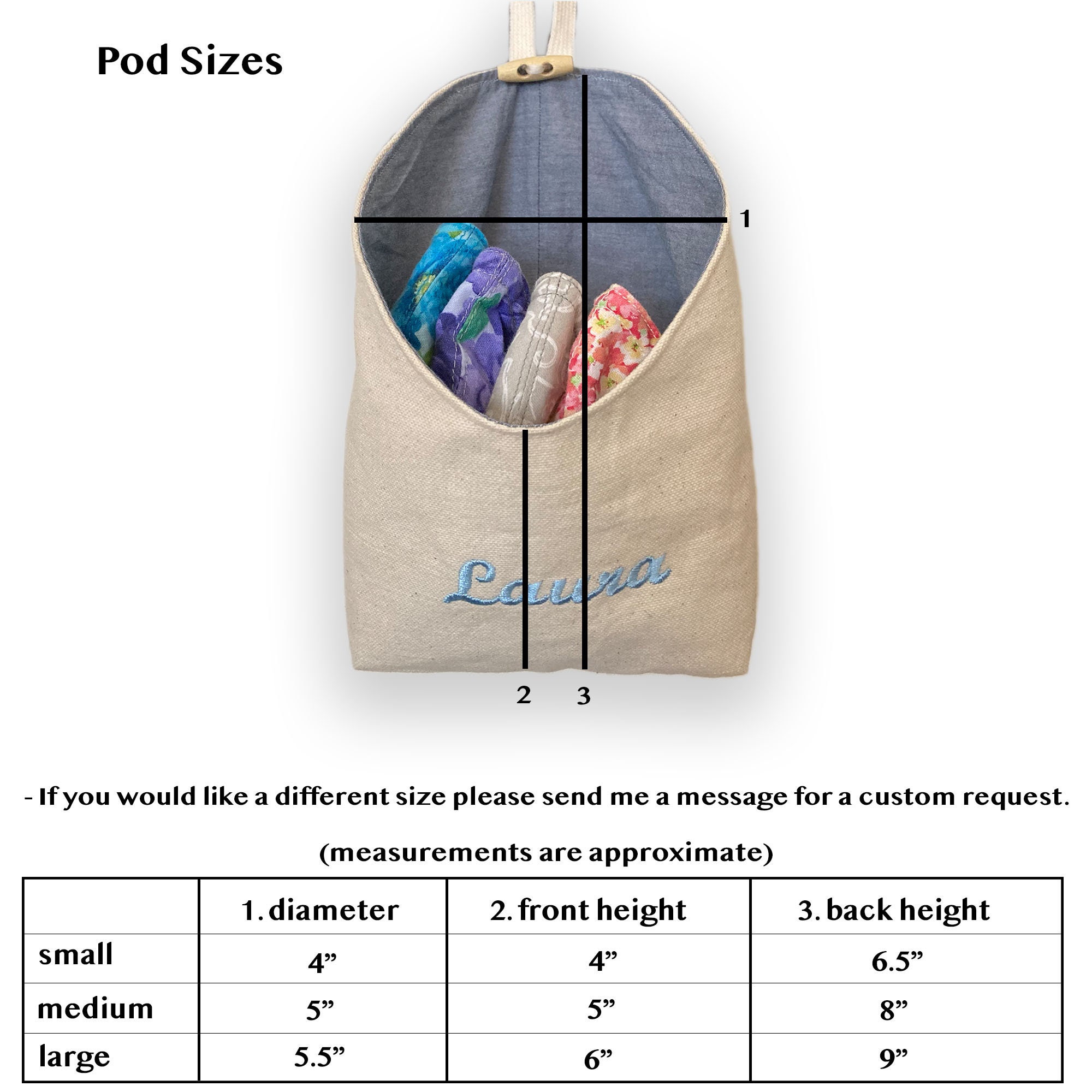 Hanging Wall Basket, RV Organizer Pod, Custom Embroidered Mask Storage