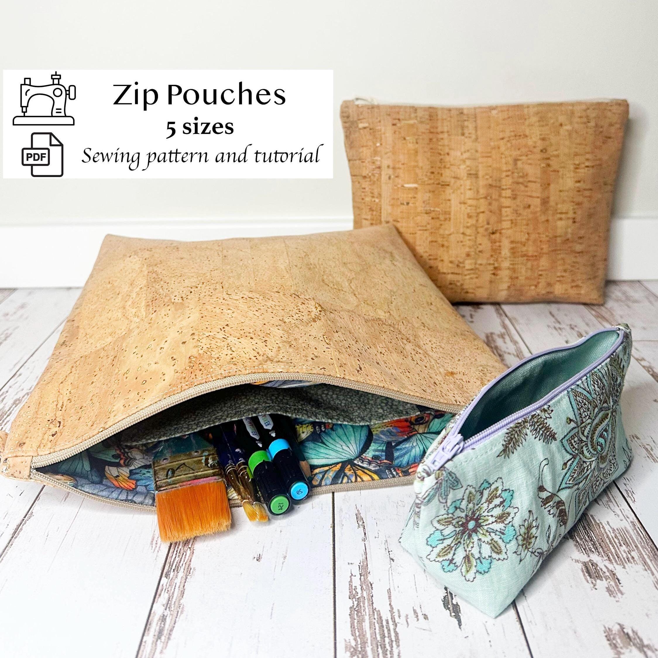 PDF Pattern for Zip Pouches 5 Sizes, Sewing Pattern and Tutorial for ...